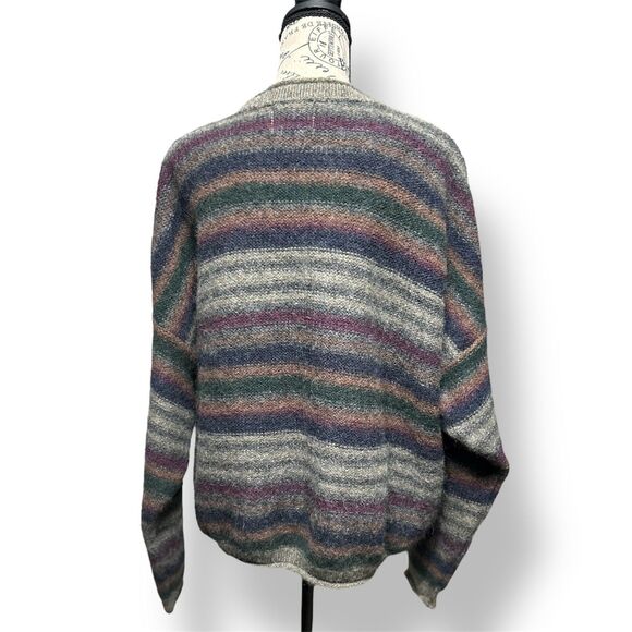 Woolrich Women’s XL Gray Striped Wool Blend Sweater Vintage 80s Crewneck USA - Picture 3 of 8